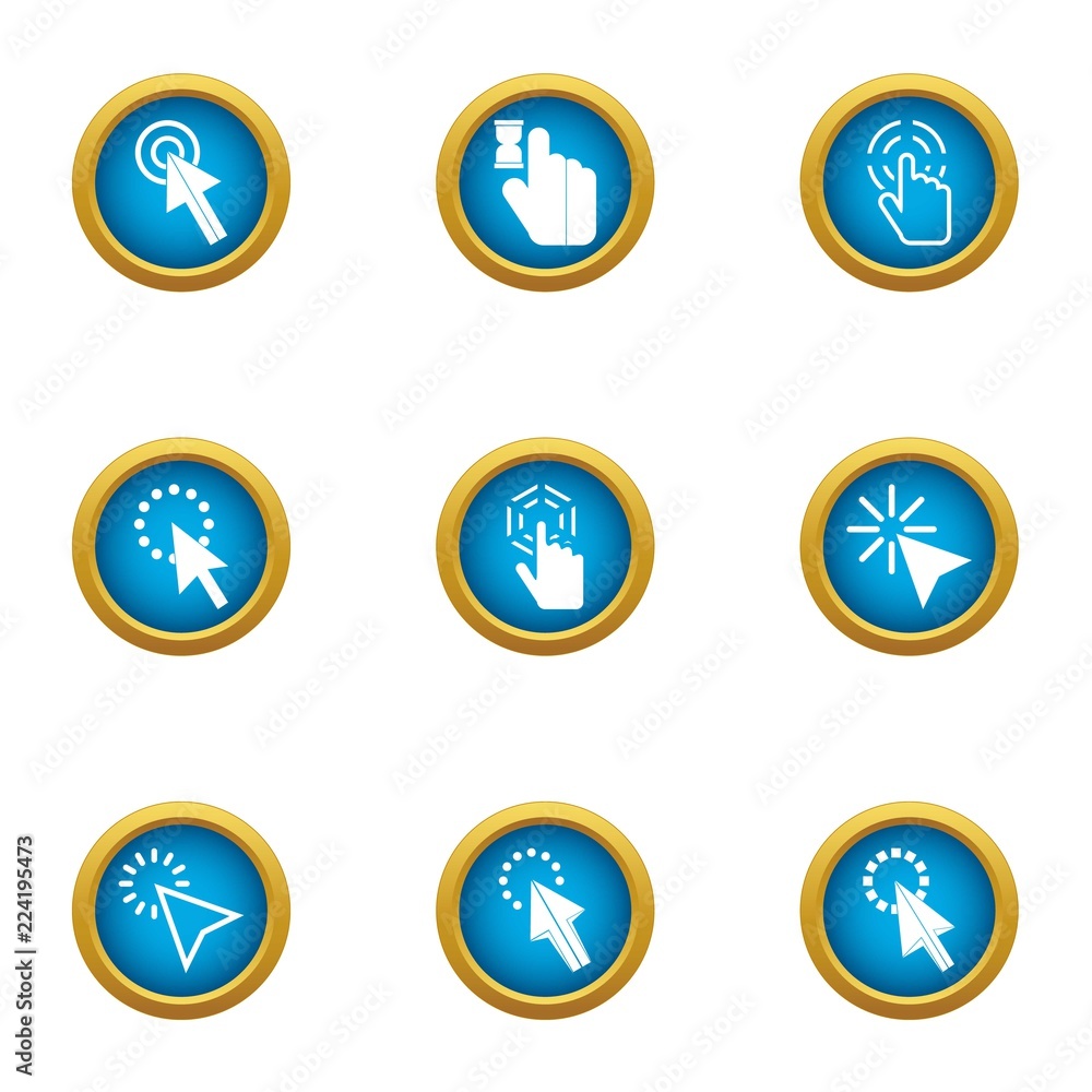 Poster internet pressing icons set. flat set of 9 internet pressing vector icons for web isolated on white 