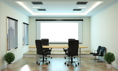Office business - beautiful boardroom meeting room and conference table, modern style. 3D rendering