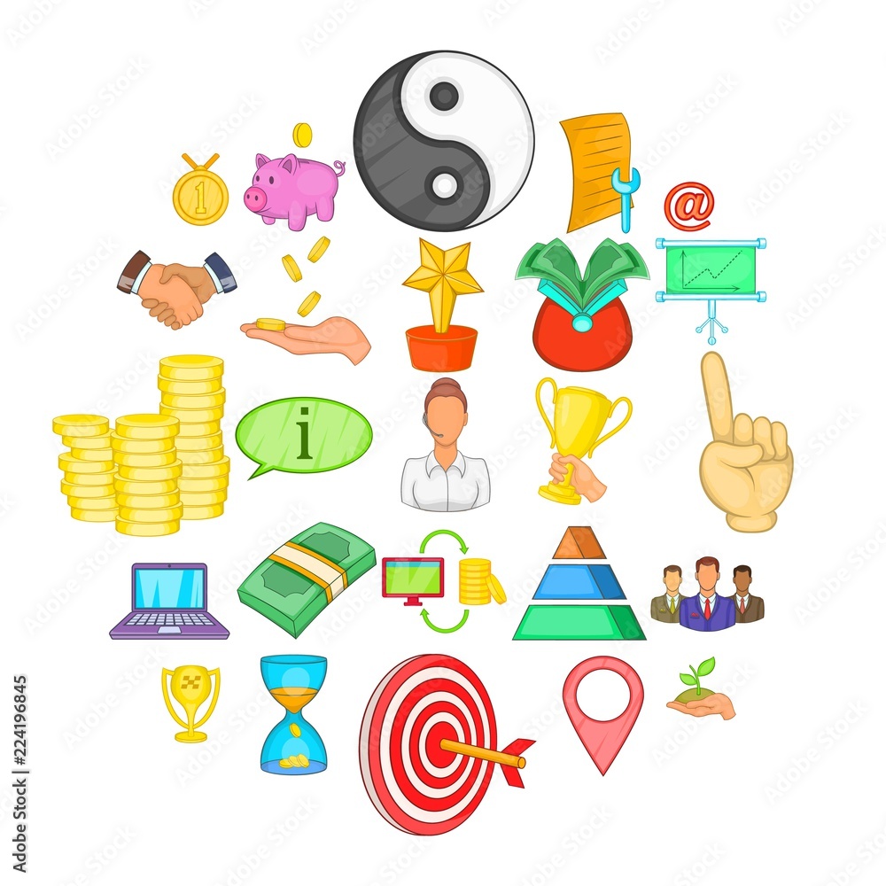 Poster client support icons set. cartoon set of 25 client support vector icons for web isolated on white ba