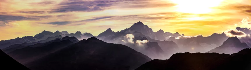 Fotobehang Zwitserse bergen bij zonsondergang © by-studio
