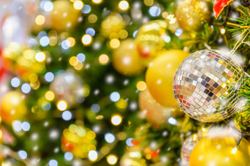 Black Friday sale concept with christmas tree decoration background.