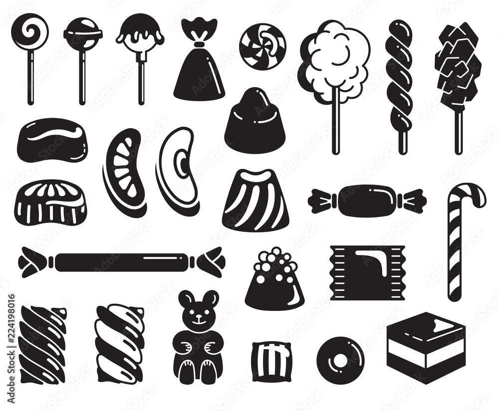 Poster candy icon set. simple set of candy vector icons for web design on white background