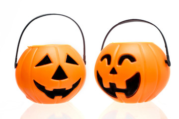 Halloween pumpkin grinning isolated on white