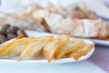 A selection of freshly prepared snacks for eating.