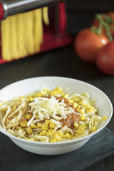 plate of delicious spaghetti bolognaise