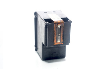 Dirty inkjet printer head on white background