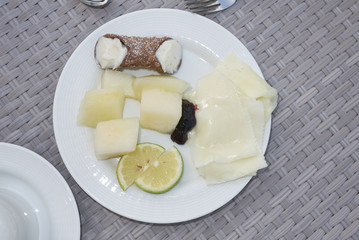 Assorted plate for breakfast