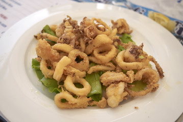 Assorted fried seafood