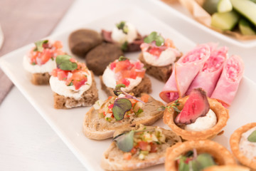 A selection of freshly prepared snacks for eating.