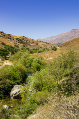 Blick über den Fluss Megalopotamos nahe Preveli, Kreta