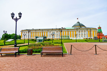 Naklejka premium View of the Kremlin Senate at Kremlin in Moscow in summer. The Kremlin Senate is the location of Russian presidential administration.