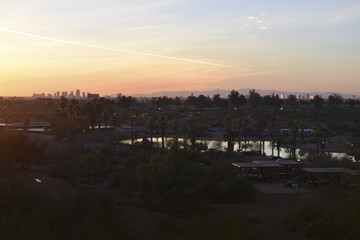 sunset over the city