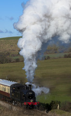 Fototapeta na wymiar Steam Train on the Swanage Railway near Corfe Castle, Dorset.England