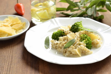 Brown rice with broccoli and parmesan cheese