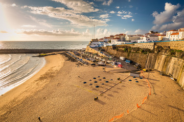 The popular beach town Ericeira in the afternoon sun, Portugal