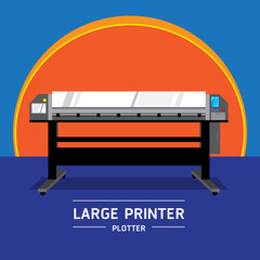 Large Gray Printer plotter, vector illustration of icon