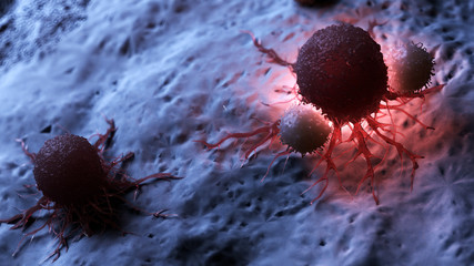 3d rendered medically accurate illustration of white blood cells attacking a cancer cell