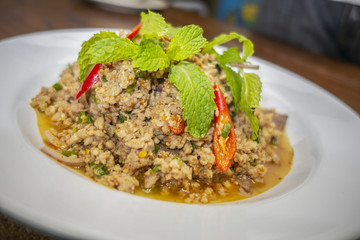 Thai food Spicy minced pork 