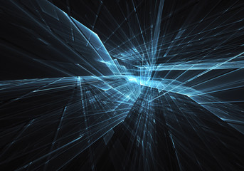 Abstract 3D fractal background, texture. Virtual Neon City