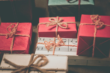 Christmas gifts, winter, children and adult holiday new year.