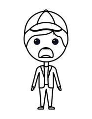 Obraz premium cartoon sad man kawaii character