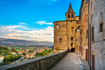 Anghiari medieval village city walls. Arezzo, Tuscany Italy