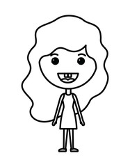 cartoon woman happy kawaii character