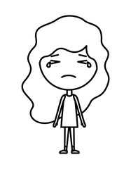 cartoon woman crying kawaii character