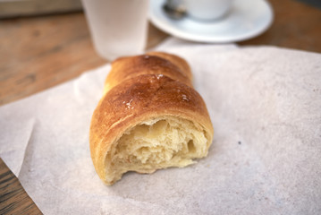 Breakfast with croissant and espresso