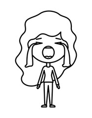 cartoon woman crying kawaii character