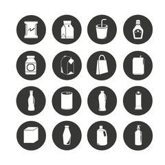 packaging icon set in circle buttons
