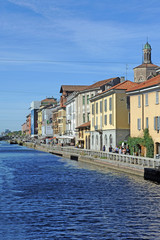 Fototapeta na wymiar Italy - Milan - Naviglio Grande and darsena - Navigli canal - interestic place to visit for the tourist