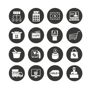 e commerce icon set in circle buttons