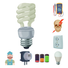 Isolated object of electricity and electric sign. Collection of electricity and energy stock symbol for web.
