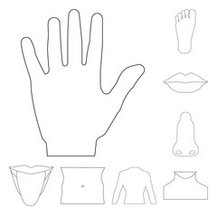 Vector design of human and part icon. Collection of human and woman stock symbol for web.