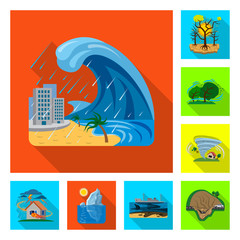 Naklejka premium Vector design of natural and disaster logo. Collection of natural and risk stock vector illustration.