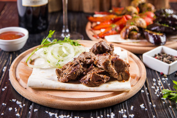 grilled meat with onion