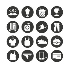 Fototapeta premium fashion and shopping icon set in circle buttons