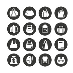 fashion bag icon set in circle buttons