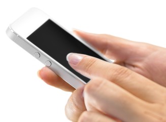 Hands Using iPhone with Black Screen