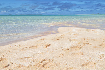 Fototapeta na wymiar in polynesia the pink sands of the coastline