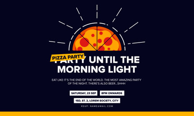 Food Event/Party entrance vector tickets templates. Ticket for entrance to the Pizza Party. Modern elegant illustration template of Ticket Card. Vector Pizza. Food Voucher Concept