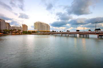 Fototapeta premium Brickell Key and Brickell Key Drive, Miami, Florida, USA