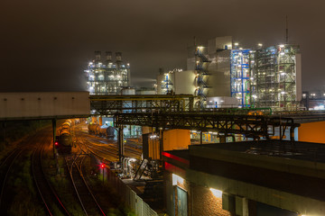 Fototapeta premium Industry at night in Germany.