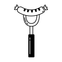 grilled sausage on fork food