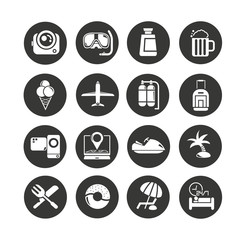travel icon set in circle buttons