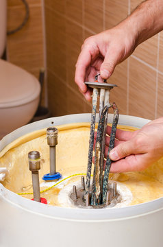 Boiler repair, replacement of broken water heating element