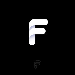 F letter white monogram. F logo. Web, UI icon. White logo on a dark background. Contour option.