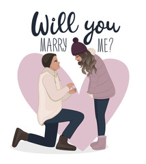 People in love on pink heart background