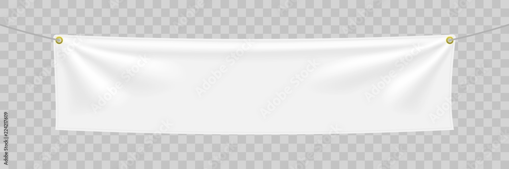 Wall mural white textile banner with folds